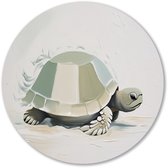 Serene schildpad in minimalistisch ontwerp - Schildpad wanddecoratie rond - Wandschalen dieren - Surrealisme - Dibond - Woondecoratie industrieel - muurcirkel aluminium 50x50 cm