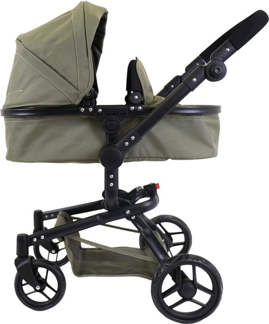 Bandits & Angels Poppenwagen Groen Modern Angel 2in1 Retro Green vanaf 3 jaar - Poppenbuggy - Voor Meisjes - Verstelbare Duwstang 48-81 cm - Volledig Inklapbaar - Met Boodschappenmand