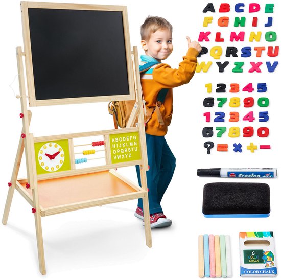 Mamabrum - Tableau noir double face - Planche à dessin - Magnétique - Pour enfants - Tout-petit