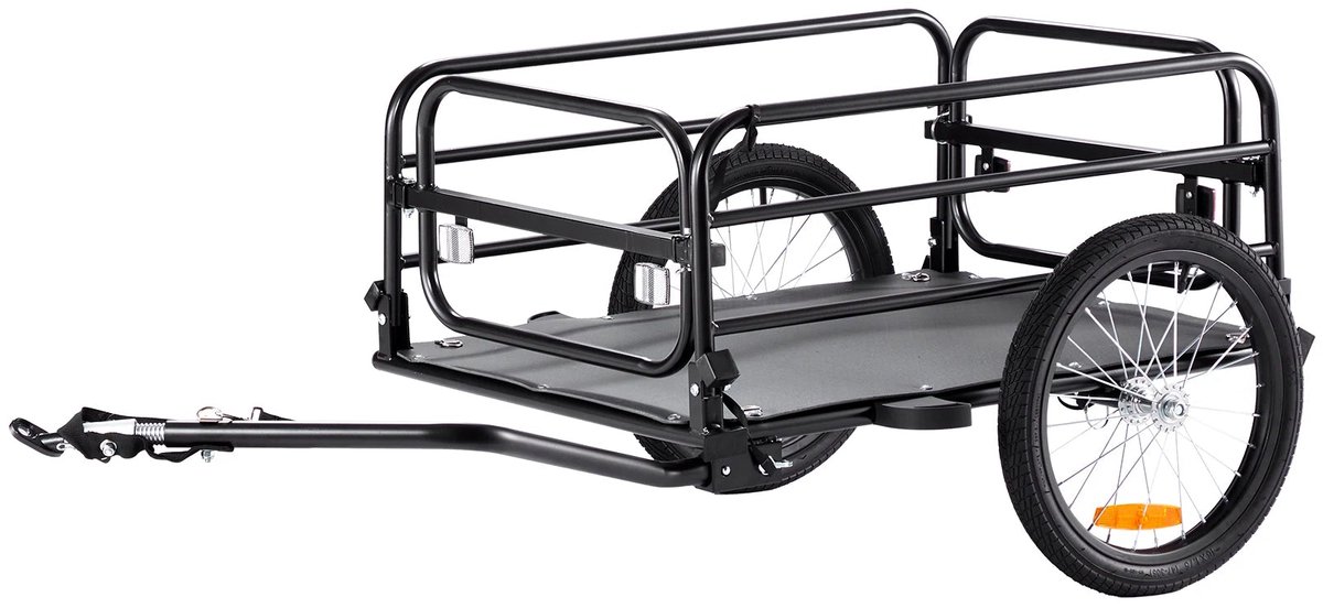 Fietskar - Opvouwbare Fietsaanhanger - Fietskarren Bagage - Transportwagen - 160lbs Laadvermogen – Compacte Opslag – 16" Wielen – Veiligheidsreflectoren – Geschikt voor 22"-28" Fietswielen