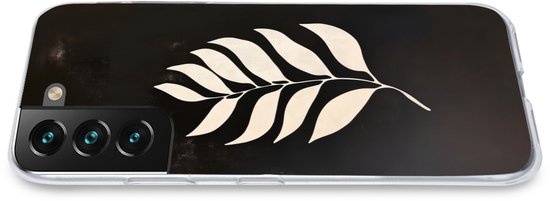 Telefoonhoesje Geschikt voor Samsung Galaxy S22 hoesje - Blad - Wit - Minimalistisch - Siliconen Telefoonhoesje Telefoonhoesje