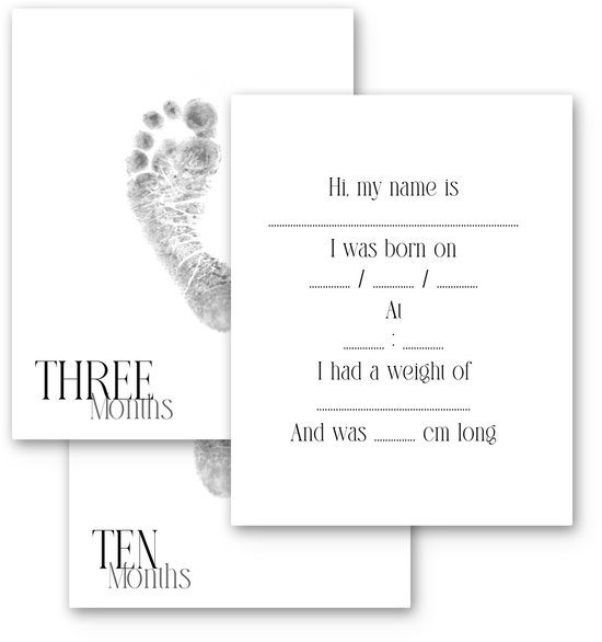 Inktloze Baby Mijlpaalkaarten - 12 Herinneringskaarten met Vingerafdruk Set - Inktvrije Hand- & Voetafdruk Doekjes - Kraamcadeau of Babyshower Geschenk van Merkloos — afbeelding 2