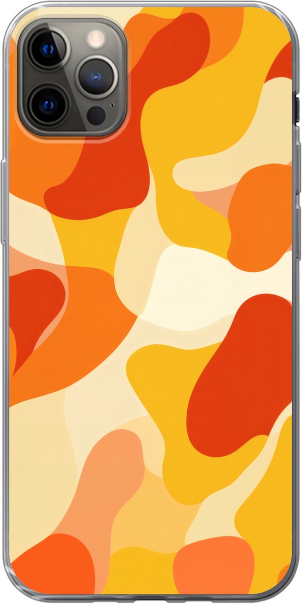 Telefoonhoesje Geschikt voor iPhone 12 Pro Max hoesje - Abstract - Vormen - Oranje - Siliconen Telefoonhoesje Telefoonhoesje