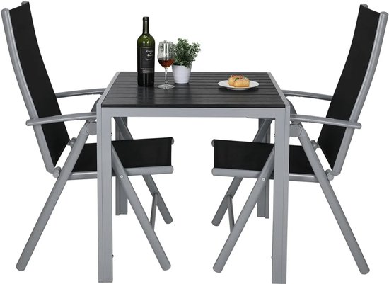 Outsunny bistroset 3 st. Gegoten aluminium tuinset, balkonset, balkonmeubelset, bistrotafel met 2 stoelen, tuinmeubelen, zwart