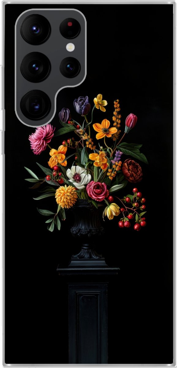 Telefoonhoesje Geschikt voor Samsung Galaxy S22 Ultra hoesje - Sierlijk - Boeket - Bladeren - Siliconen Telefoonhoesje Telefoonhoesje
