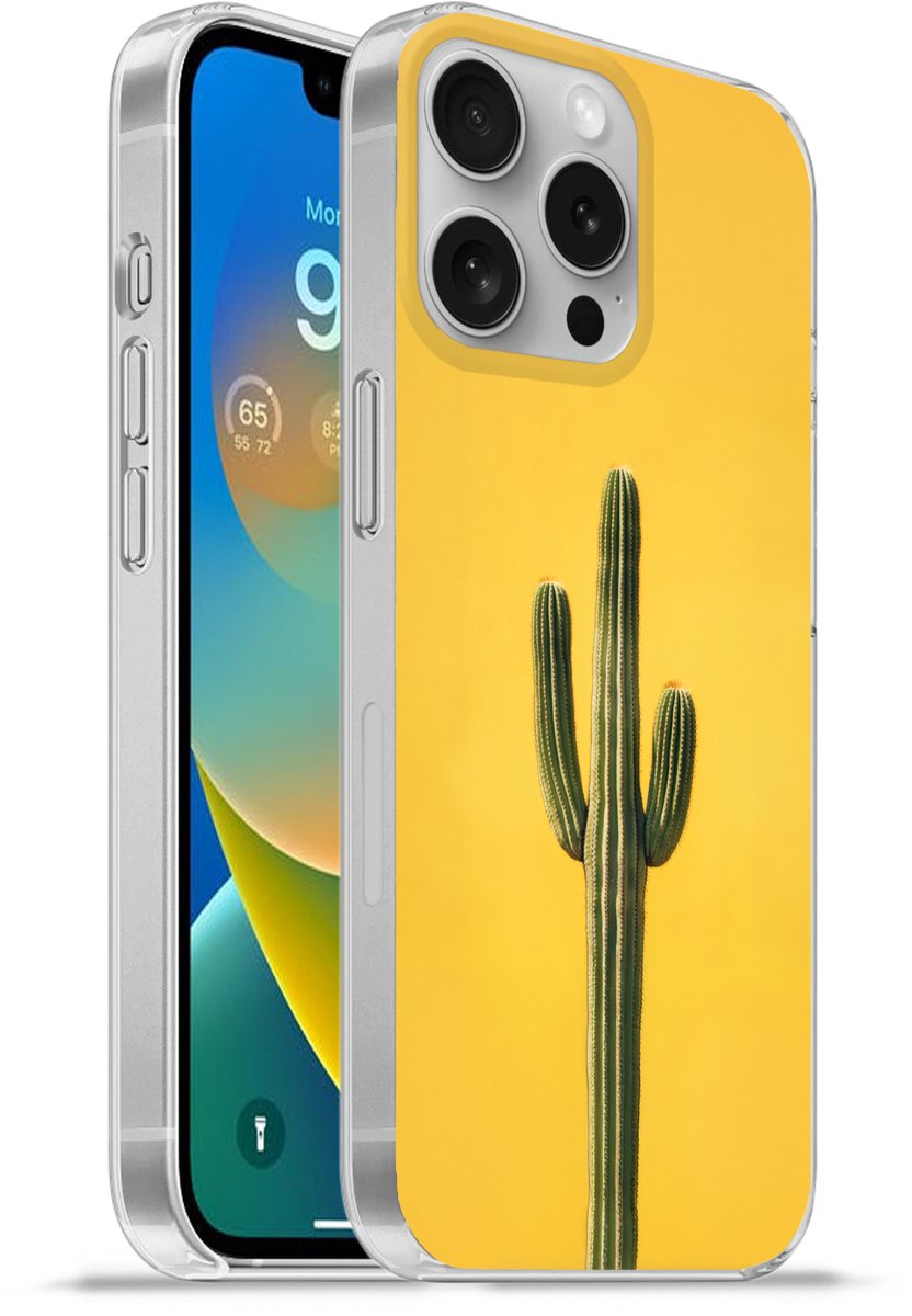 Telefoonhoesje Geschikt voor Apple Iphone 16 Pro hoesje - Cactus - Groen - Minimalistisch - Siliconen Telefoonhoesje Telefoonhoesje