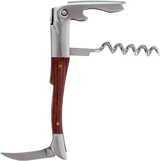 - Sommelier Laguiole - Acier inoxydable et bois - Coupe-capsule - Décapsuleur intégré - Manche ergonomique - Accessoire de qualité