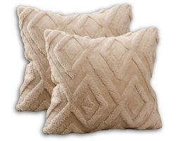 Sierkussen set van 2 50x50 cm Beige | Inclusief binnenkussen