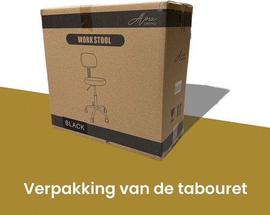 Gesloten kartonnen doos van een Alora zwarte werkstoel.