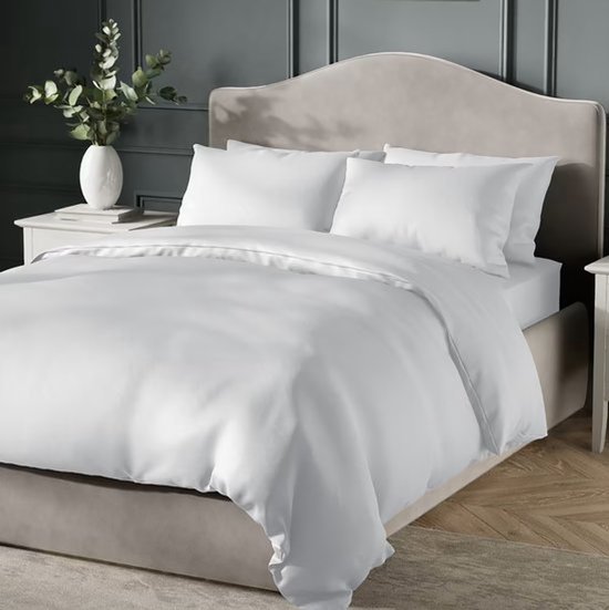 Foto: Home impressions hotel dekbedovertrek hotellinnen dekbedovertrek wit katoen satijn 140x200 220 1 kussensloop 60x70 cm katoen satijn hotel dekbedovertrek