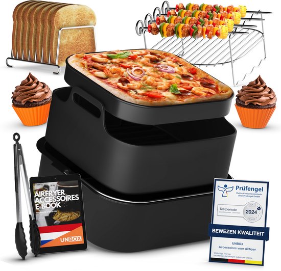 UNBOX Airfryer Accessoires Set - Geschikt voor Philips Airfryer XL & Airfryer XXL HD9650, HD9880 - Princess - Inventum - Friteuse Tefal - Ninja - Tristar Airfryer - Inclusief Airfryer Siliconen Bakje & e-Receptenboek