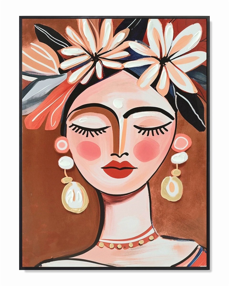 Schilderij vrouw met bloemen 30x40cm