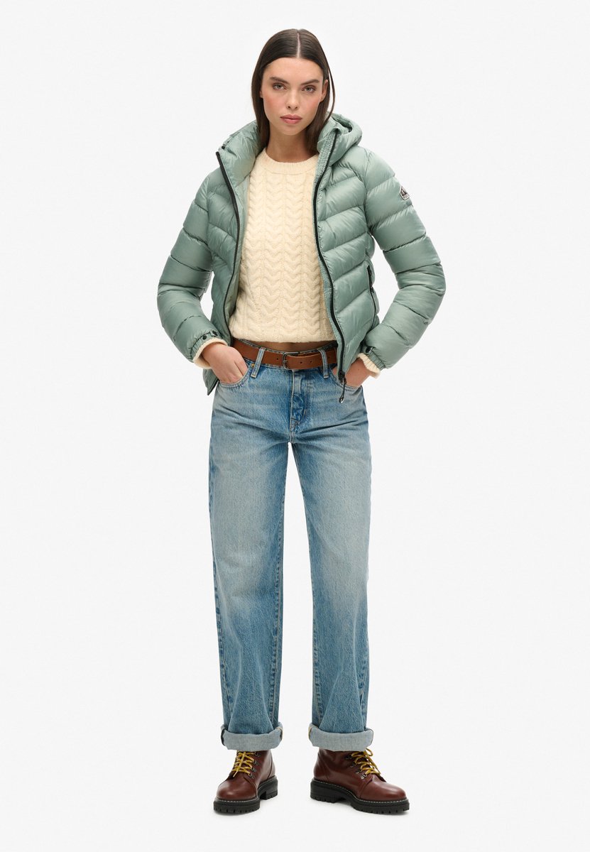 Superdry Hooded Fuji Padded Jacket Dames Jas Light Jade Groen