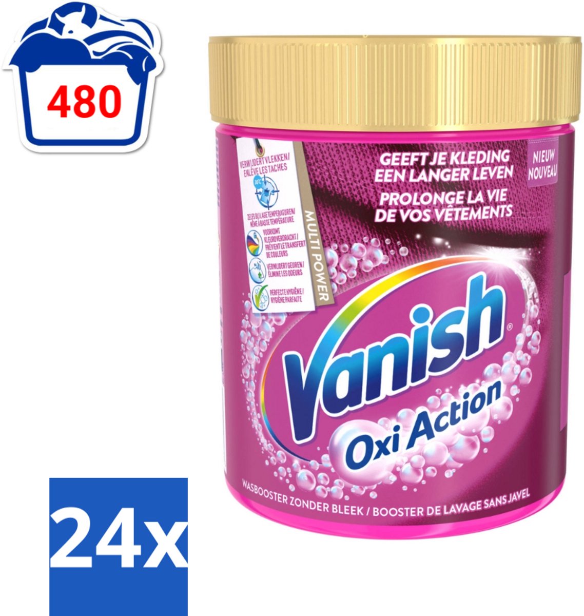 24 x Vanish Oxi Action - Vlekkenverwijderaar - Wasbooster - Zonder Bleek - Gekleurde Was - 550 Gram - Vlekkenverwijderaar - Wasbooster - Gekleurde Was - Wasmiddel - Vlekken Verwijderen