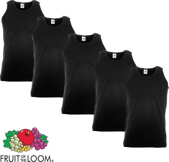 Lot de 5 gilets-chemise de sport poids-lourd Fruit of the Loom noir taille M