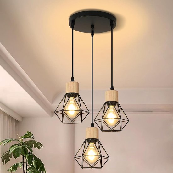 Stijlvolle Zwarte Hanglamp Industrieel - Industriële Plafondlamp - 30