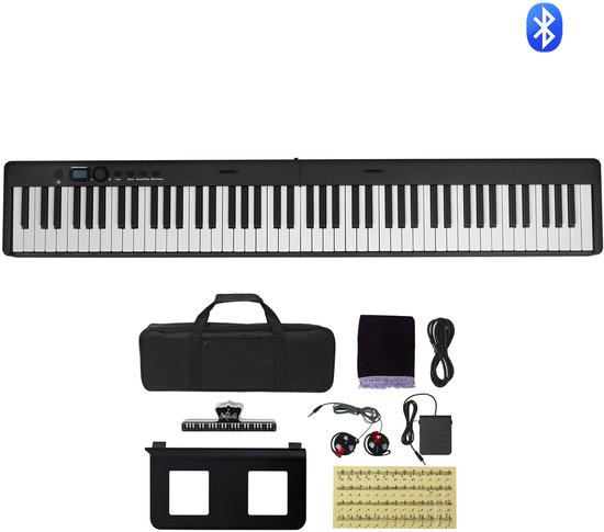 Piano Enroulable 88 Touches Rechargeable à Rouleau Avec 128 Rythmes 128 Sons 14 Demo Avec Pedale De Sustain Connexion Sans Fil Noir