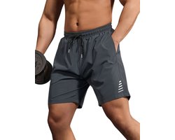 Nivard Tennisbroek Heren - Tennisshort - Tenniskleding - Padelbroek - Padel - Gym - Short - Grijs - Maat M