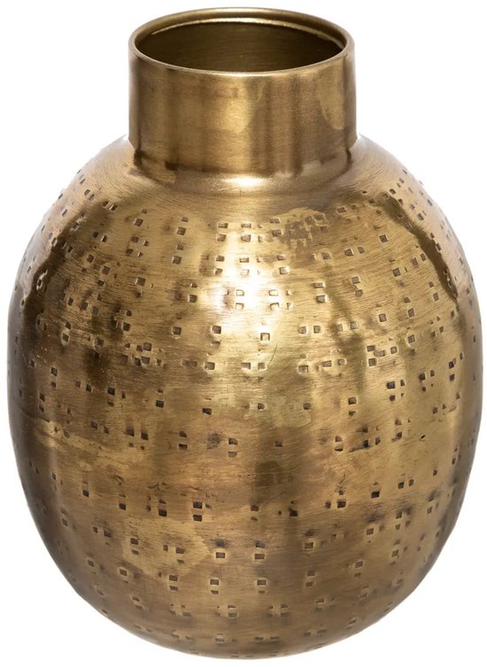 Atmosphera Bloemenvaas Emperor rond - goud - metaal - D10 x H15 cm - Stelen en boeketten