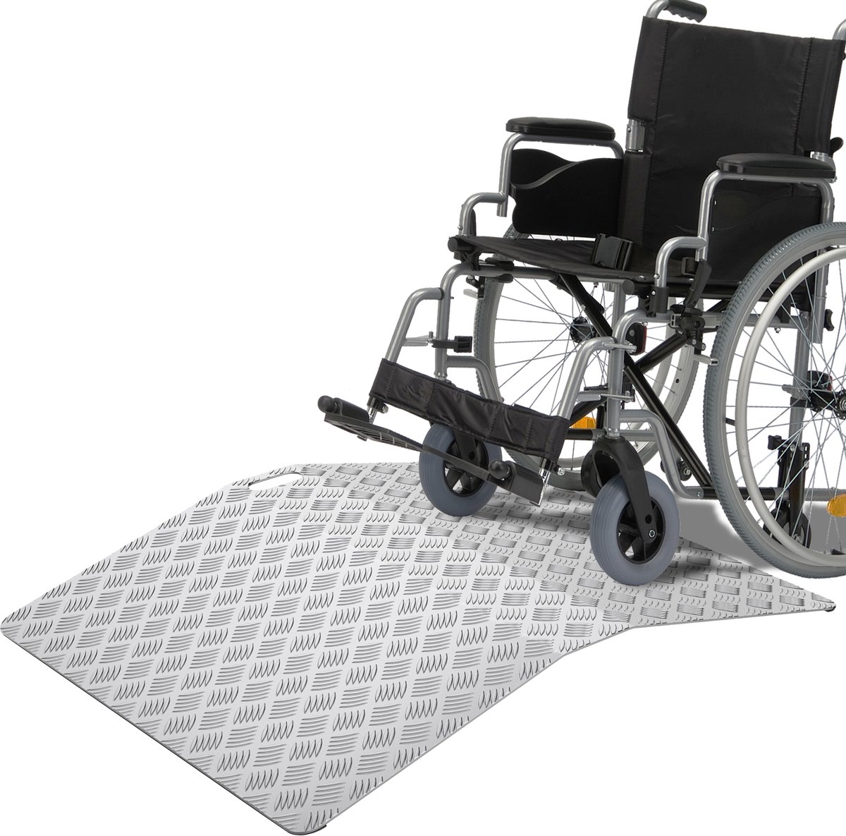 NAIZY oprijplaat, 80 cm stoeprandoprijplaat, aluminium deurdrempeloprijplaat met handgreep, draagbaar, antislip, 70 cm breed, toegangsoprijplaat, rolstoeloprijplaat voor rolstoelen, MAX. 270kg