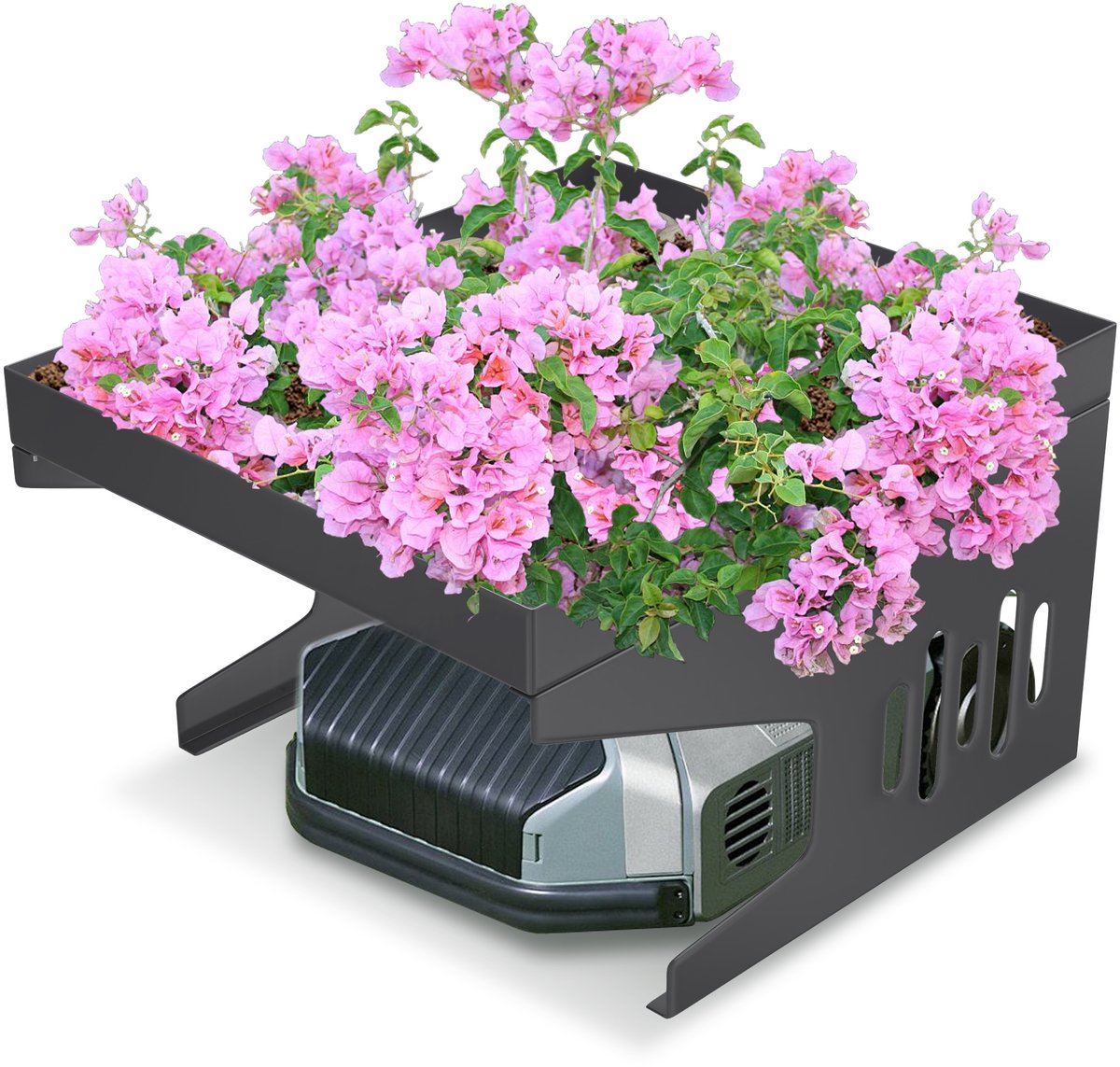 Aufun Grasmaaiergarage - 70x60x42,5 cm - Metaal - Voor robotmaaiers - Antraciet