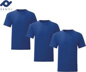 Senvi 3 pack T-Shirts Ronde hals - Maat S - Kleur: Kobalt Blauw