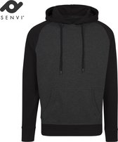 Senvi Raglan Hoodie - Kleur Zwart/Grijs Melee - Maat XL