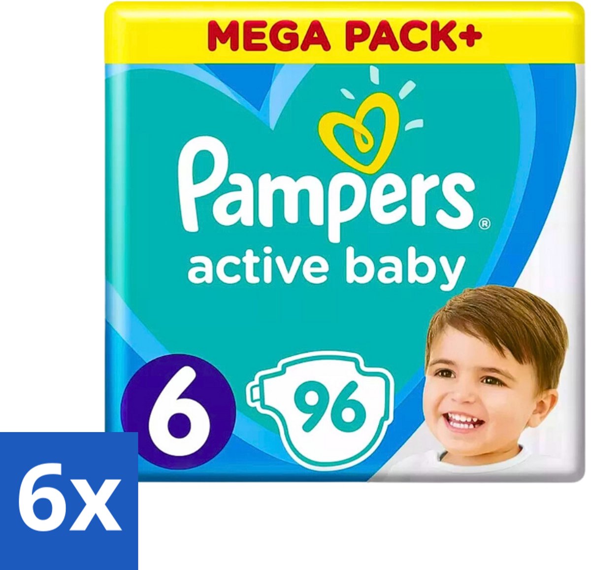 Pampers - Active Baby - Luiers - Maat 6 (13-18 kg) - Extra Groot - 96 Luiers - Voordeelverpakking - 6 stuks