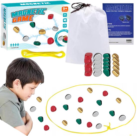Maxenza Magnetisch Schaakspel - Kluster Spel - Tafelspel - Actiespel - Vakantiespel - 20 Gekleurde Magneten