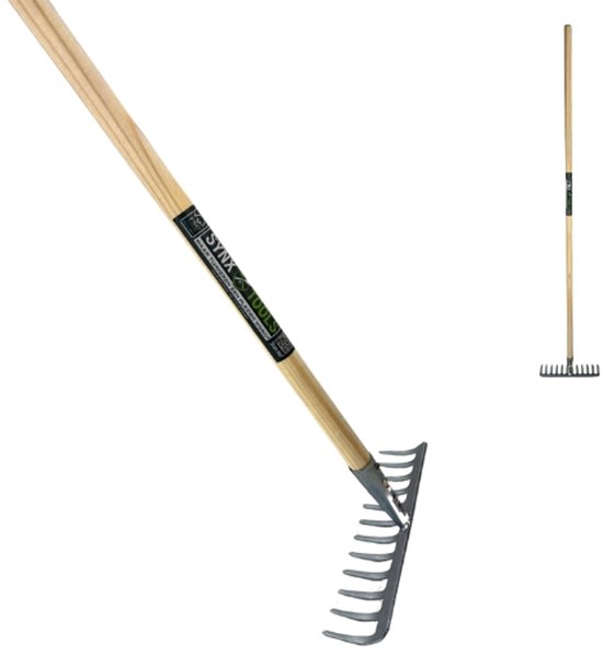 Synx Tools Tuinhark 12 Tanden verzinkt Hark - Harken - Bladharken - Bodembewerkers - Onkruidverwijderaar - Tuinartikelen - Compleet Incl. 150cm steel