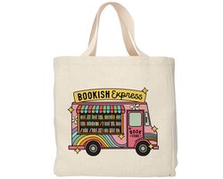 Creasowl® - Bookish Express tote bag - Boodschappentas 38 x48 cm - Polylinnen- Boeken tas - Shopper - Canvas tas - Boodschappen tas - Totebag - Schoudertas - Draagtas -
