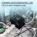Zwarte "DUTCH CLEAR" waterontharder in een leiding installatie, "Clip & Go".