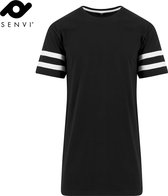 Senvi - Urban Stripe Long Tee - Ronde hals - Kleur Zwart/Wit - Maat XXL - SVBY032