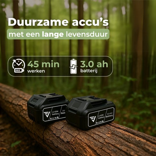 Visaly Mini Kettingzaag - Accu Snoeizaag - Elektrische Handkettingzaag - Takkenzaag - Automatische Kettingsmering - Brushless - Incl. Opbergkoffer, 2 Accu's en Kettingolie van Merkloos	 — afbeelding 4