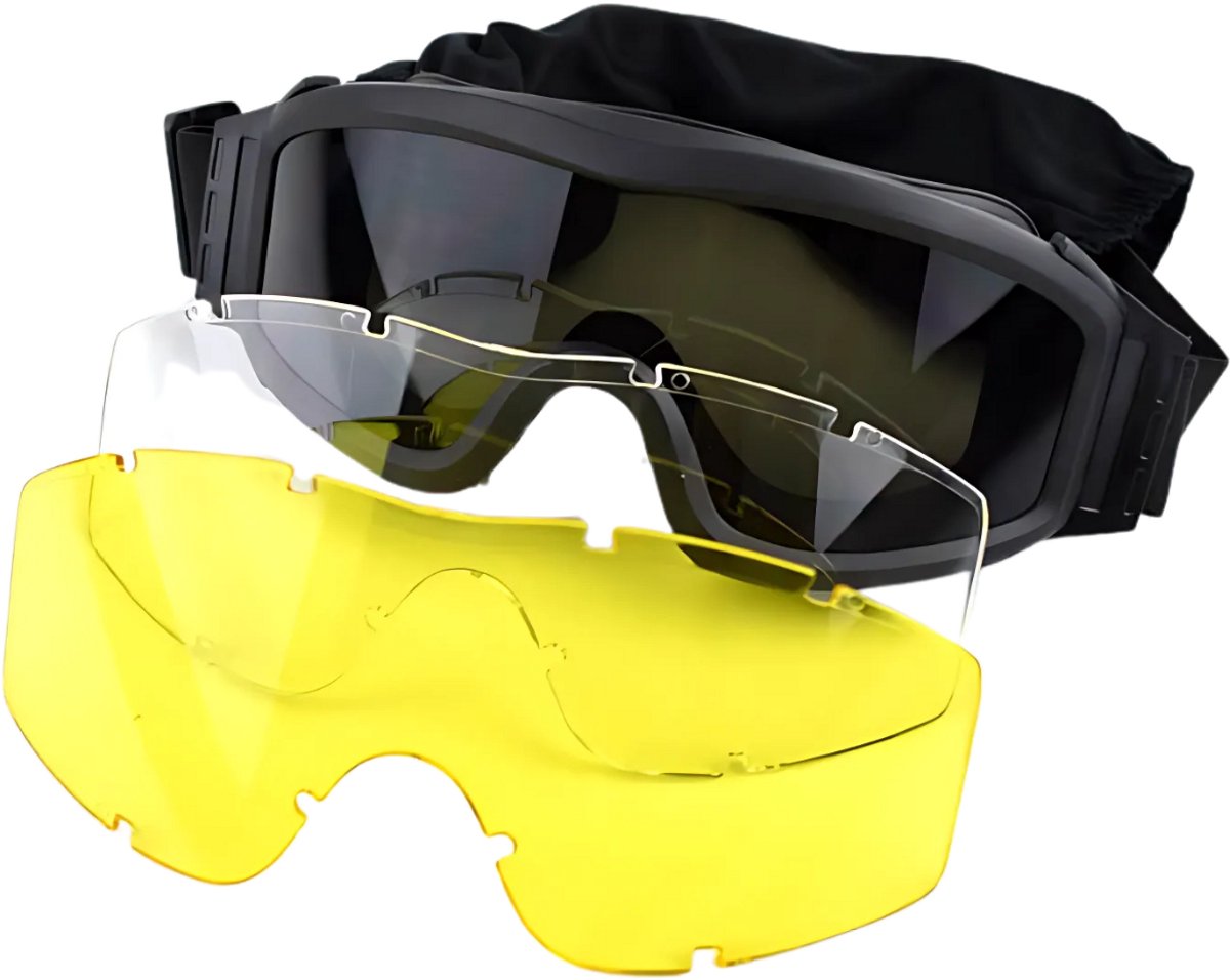 Alta-X Airsoft bril ski bril Met verschillende glazen Zwart