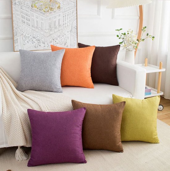 Lot de 2 housses de coussin décoratives – Décoration d'intérieur rustique et Boho – Taie d'oreiller en lin épais – Taie d'oreiller carrée – Avec fermeture éclair invisible – Convient pour canapé-lit et bureau (50 x 50 cm)