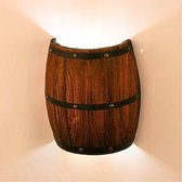 Lampe tonneau de vin en bois - tonneau de vin - tonneau de vin - tonneau de vin - lampe - applique murale - raccord E27 - bois - industriel - Lampes - bar - café - horeca - Siècle des Lumières - chambre - cuisine - hall - chambre à coucher
