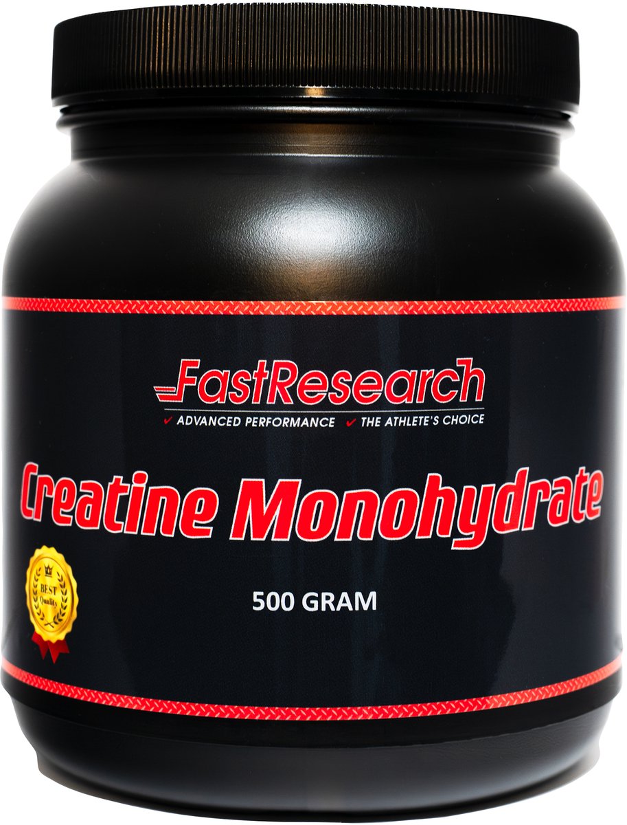 Fast Research | Pure Creatine Monohydraat (500 gram) - Micronized powder - 100 doseringen - Best Worldwide