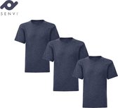 Senvi Kids 3 Pack T-Shirt Ronde Hals Maat: 128 - Kleur: Blauw Mêlee