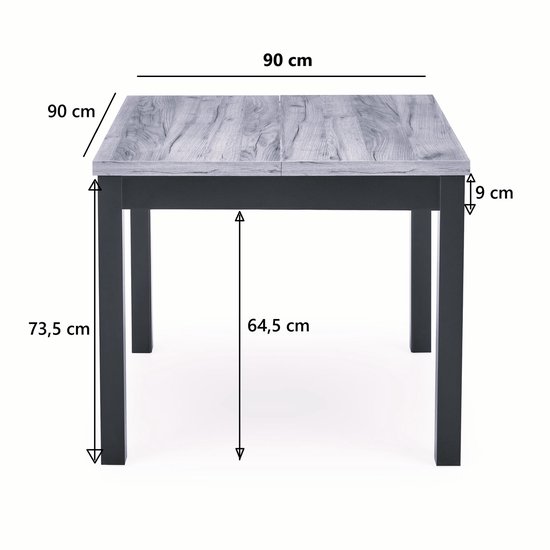 HOLZBRINK Vierkante poot voor tafel gemaakt van profielen 40x40 mm, hoogte 90 cm, Grijs antraciet, 1 stuk, HLT 14A F 90 7016