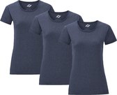 Senvi Dames t-shirt ronde hals 3-pack - Blauw Mêlee - Maat S