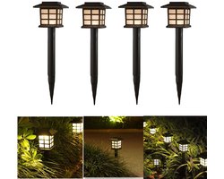 Solar LED Tuinverlichting(4 stuks) - Grondspot -Solar lamp op Zonne-energie -buitenverlichting op zonneenergie-Vintage stijl LED-lantaarn Solar LED Tuinverlichting(4 stuks) - Grondspot -Solar lamp op Zonne-energie -buitenverlichting op zonneenergie-Vintage stijl LED-lantaarn