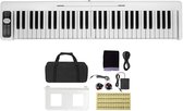 61-Toetsen Opvouwbaar Keyboard - Draagbare Bluetooth Midi-Piano, Verlichte Toetsen, Oplaadbaar, Sustainpedaal, Inclusief Tas, Digitale Piano voor Beginners, Tieners en Volwassenen, Wit