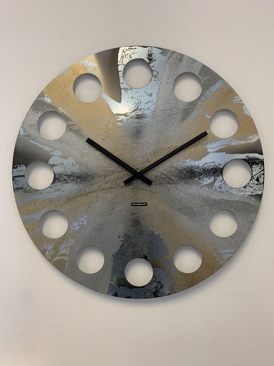 MOSACLOCK XXL70 SILVER&GOLD LABEL Wandklok Modern Industrieel Design