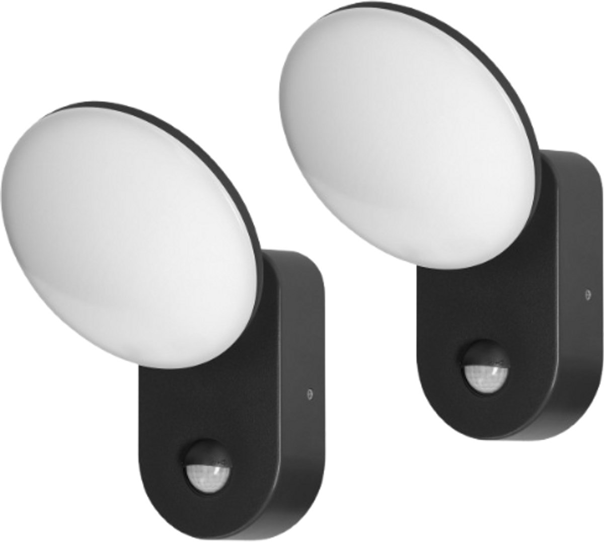 Set van 2 -Adviti RIOLIT LED Outdoor wandlampen met bewegingssensor - IP65 - Ik10 - 4000K - 1100lm - 15 Watt - Zwart