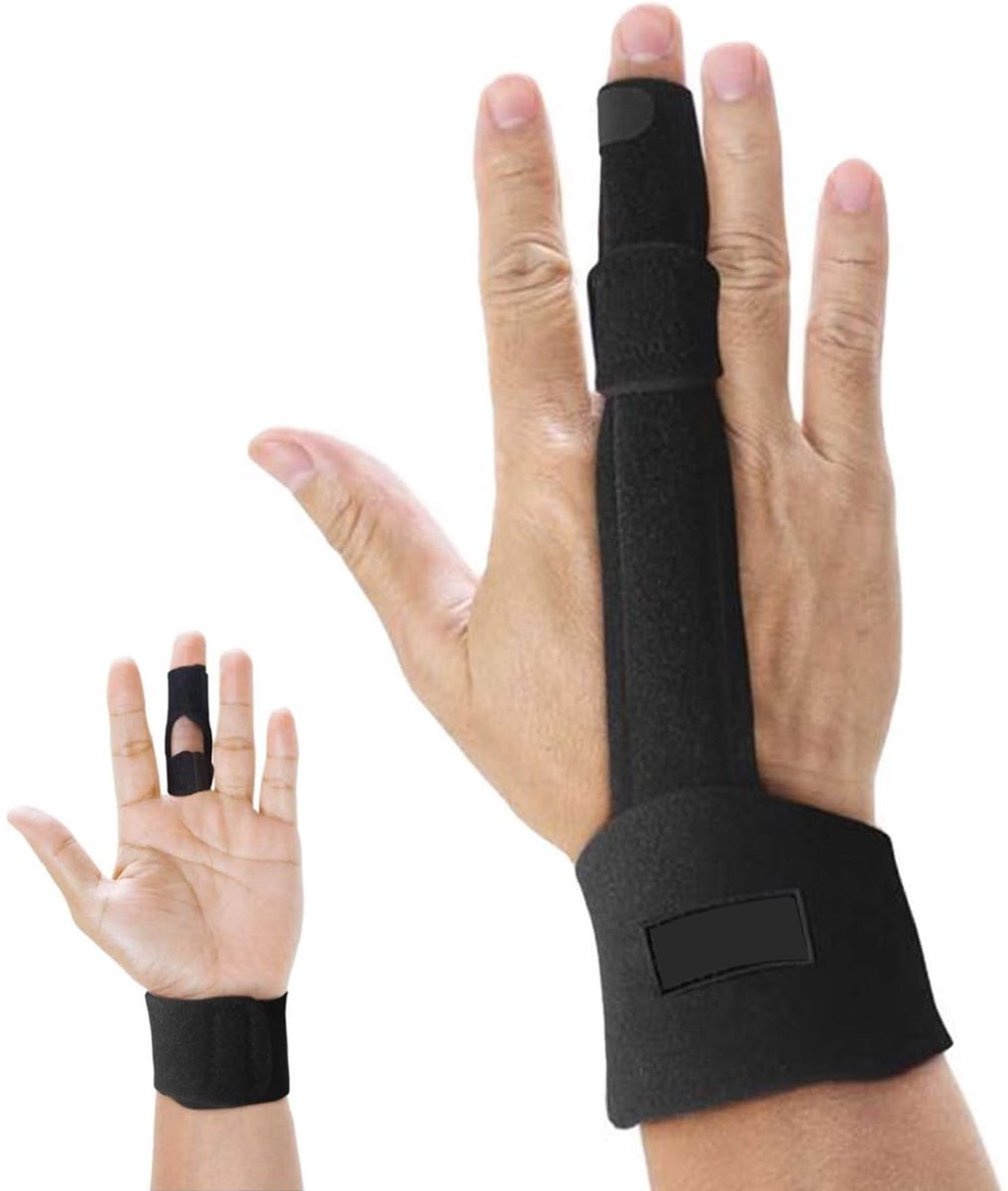 Goedkoopste Vingerspalk - Middel vinger - One size - Geschikt voor alle vingers - Vingerbrace - Zwart - Vinger splint - Vinger spalk - Wijsvinger - Triggerfinger - Ringvinger - Mallet vinger - Spalk