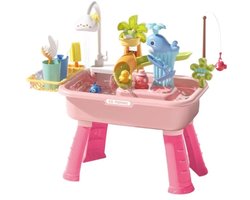 foto van LiasToys roze watertafel - Met 23-delig accessoireset - Waterspeelgoed voor kind - Activiteitentafel met water voor de tuin / buiten