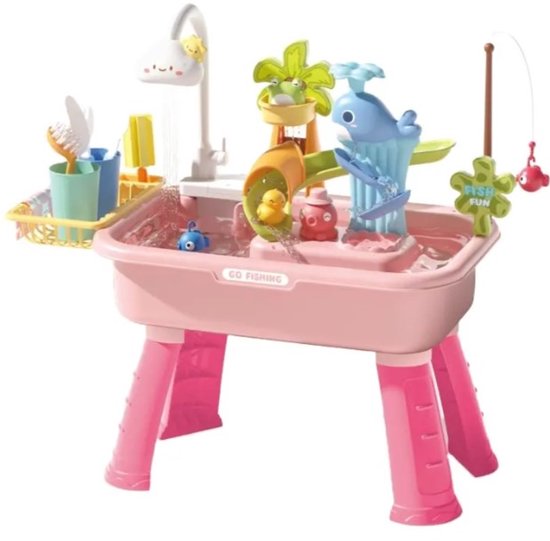 LiasToys roze watertafel - Met 23-delig accessoireset - Waterspeelgoed voor kind - Activiteitentafel met water voor de tuin / buiten