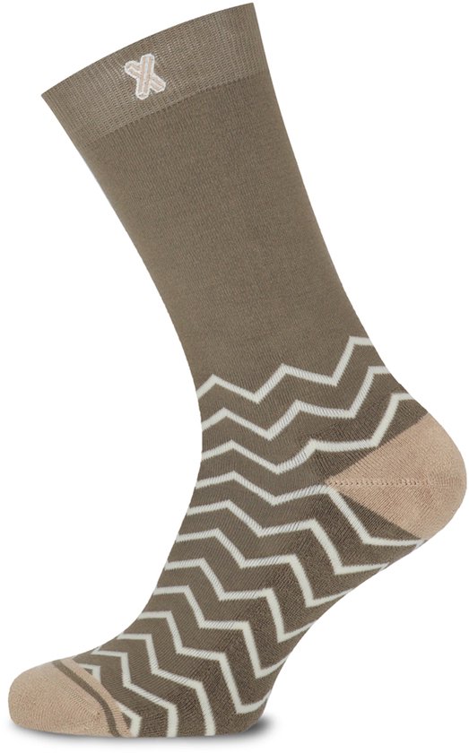 XPOOOS chaussettes femme bambou graphisme essentiel zigzag marron - 39-42