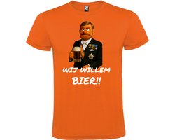 Koningsdag T-shirt Oranje - Maat XL - Wij Willem bier - Feestelijke Oranje cartoon Stijl